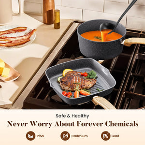 Induction Nonstick Granite-Coating 17 Piece Cookware Set