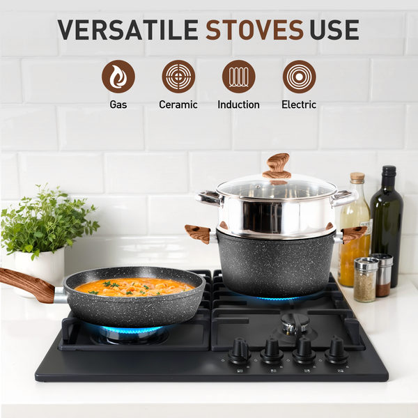 Induction Nonstick Granite-Coating 17 Piece Cookware Set