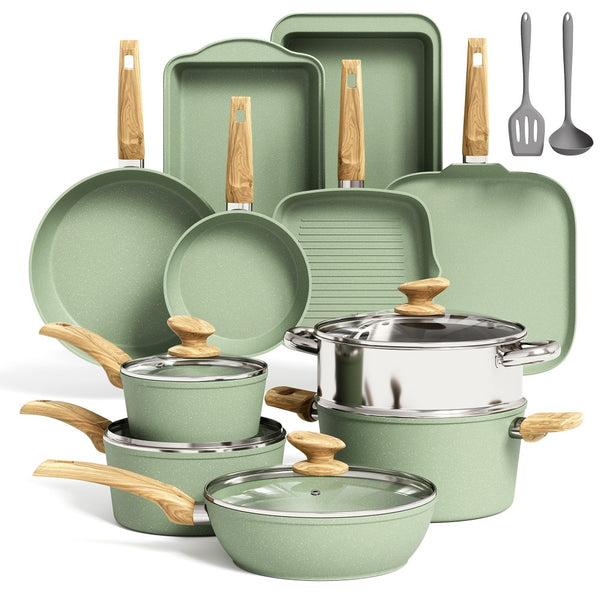 Induction Nonstick Granite-Coating 17 Piece Cookware Set