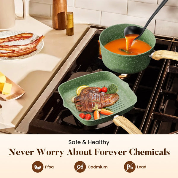 Induction Nonstick Granite-Coating 17 Piece Cookware Set