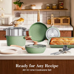 Induction Nonstick Granite-Coating 17 Piece Cookware Set