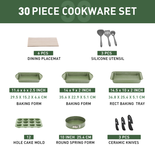 Ultimate 30 Pieces Granite-Coating Nonstick Induction Cookware Set for Easy Dinner Ideas