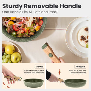 Granite-Coating 8 Pieces Nonstick Pots and Pans Set with Removable Handle