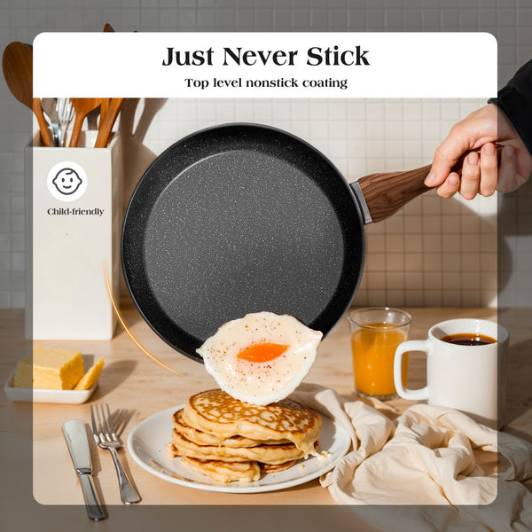 12 Piece Hammered Nonstick Cookware Set Aluminium with Granite Coating for All Hobs