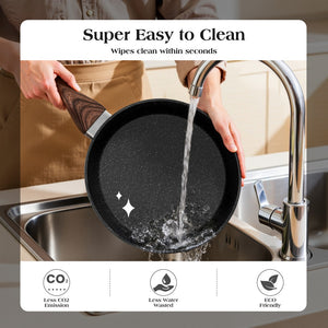12 Piece Hammered Nonstick Cookware Set Aluminium with Granite Coating for All Hobs