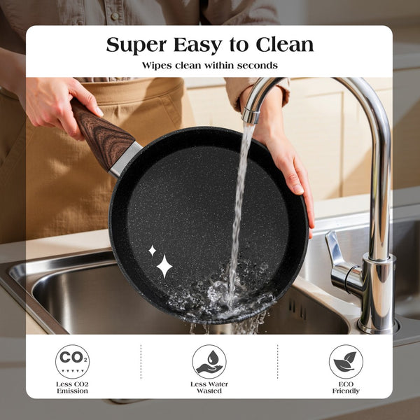12 Piece Hammered Nonstick Cookware Set Aluminium with Granite Coating for All Hobs