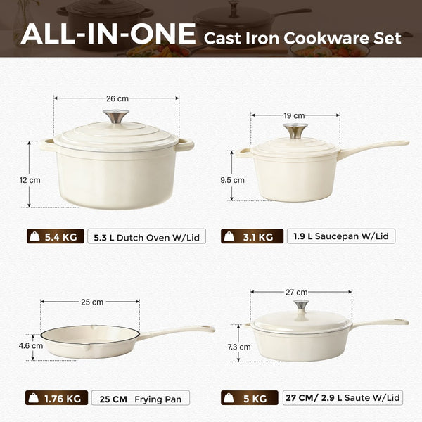 7-Piece Enameled Cast Iron Cookware Set