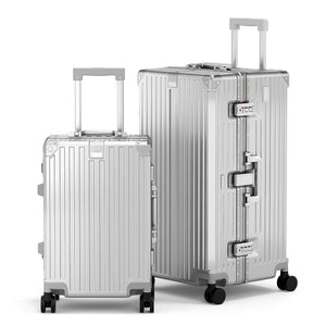 2-Piece PC Hard Shell Trunk Suitcase Set with Aluminium Frame & TSA Lock