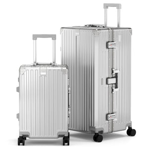 2-Piece PC Hard Shell Trunk Suitcase Set with Aluminium Frame & TSA Lock