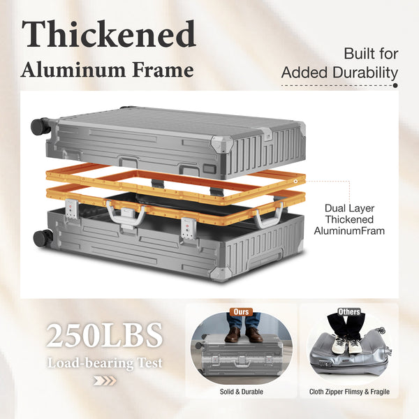 Hard Shell Aluminium Frame Luggage Set with TSA Lock