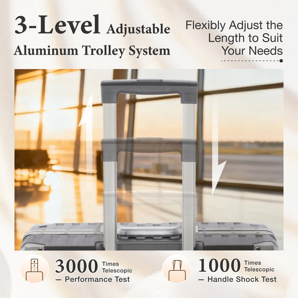 Hard Shell Aluminium Frame Luggage Set with TSA Lock
