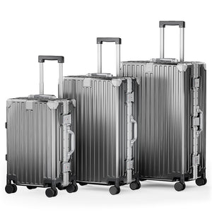 2-Piece & 3-Piece Aluminium Frame Luggage Set, PC Hard Shell Suitcases with TSA Lock