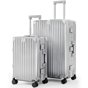 2-Piece & 3-Piece Aluminium Frame Luggage Set, PC Hard Shell Suitcases with TSA Lock