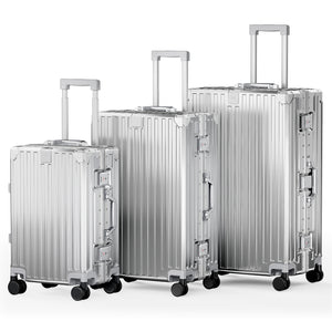 2-Piece & 3-Piece Aluminium Frame Luggage Set, PC Hard Shell Suitcases with TSA Lock