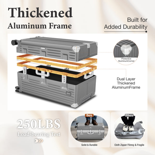 Aluminium Frame PC Hard Shell Trunk Suitcase with TSA Lock & Spinner Wheels