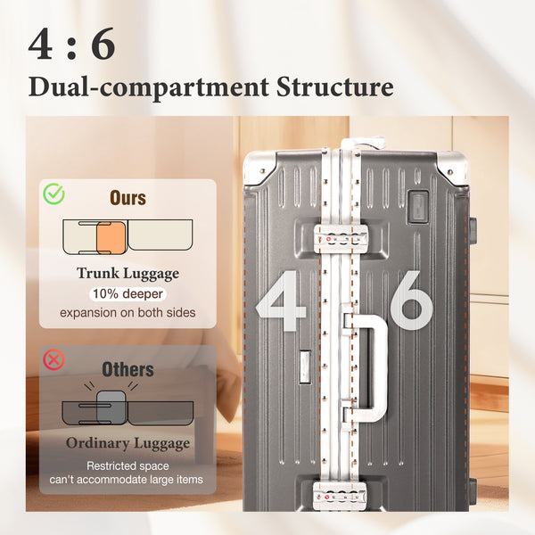 Aluminium Frame PC Hard Shell Trunk Suitcase with TSA Lock & Spinner Wheels
