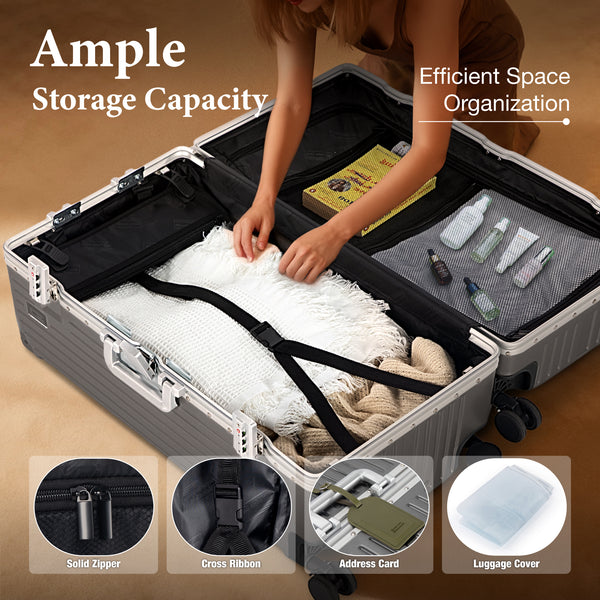 Aluminium Frame PC Hard Shell Trunk Suitcase with TSA Lock & Spinner Wheels