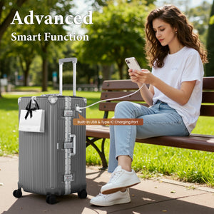 Aluminium Frame PC Hard Shell Trunk Suitcase with TSA Lock & Spinner Wheels