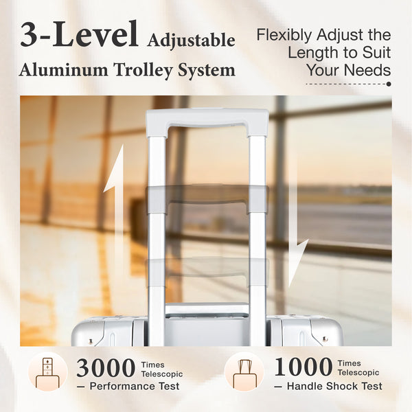 Aluminium Frame PC Hard Shell Trunk Suitcase with TSA Lock & Spinner Wheels