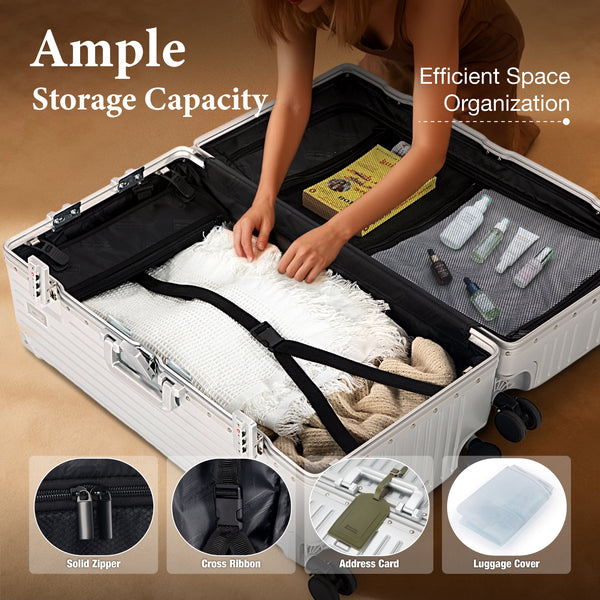 Aluminium Frame PC Hard Shell Trunk Suitcase with TSA Lock & Spinner Wheels