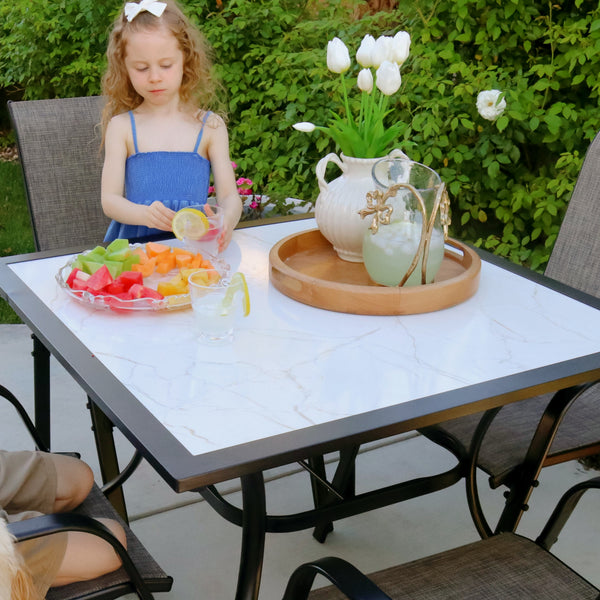 Marble-like Carbon Crystal Square Table