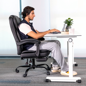 Faux Leather High-Back Reclining Executive Office Chair with Footrest