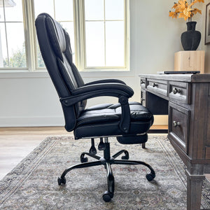Faux Leather High-Back Reclining Executive Office Chair with Footrest