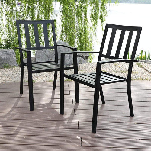 Metal Stackable Garden Chairs Set of 2/4