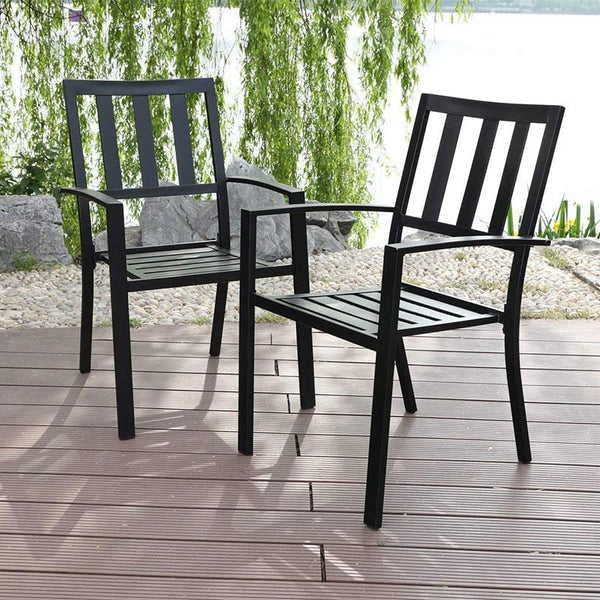 Metal Stackable Garden Chairs Set of 2/4
