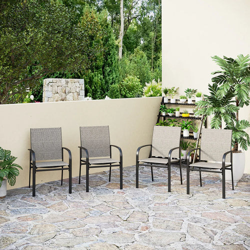 Lightweight Textilene Garden Dining Chairs 4PC