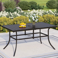 Panel Steel Rectangle Outdoor Dining Table for 6 Chairs