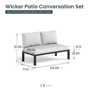 2-Seater Garden Sofa with Steel Frame and Thick Cushions