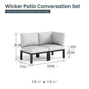 2-Seater Corner Garden Sofa with Thick Cushions