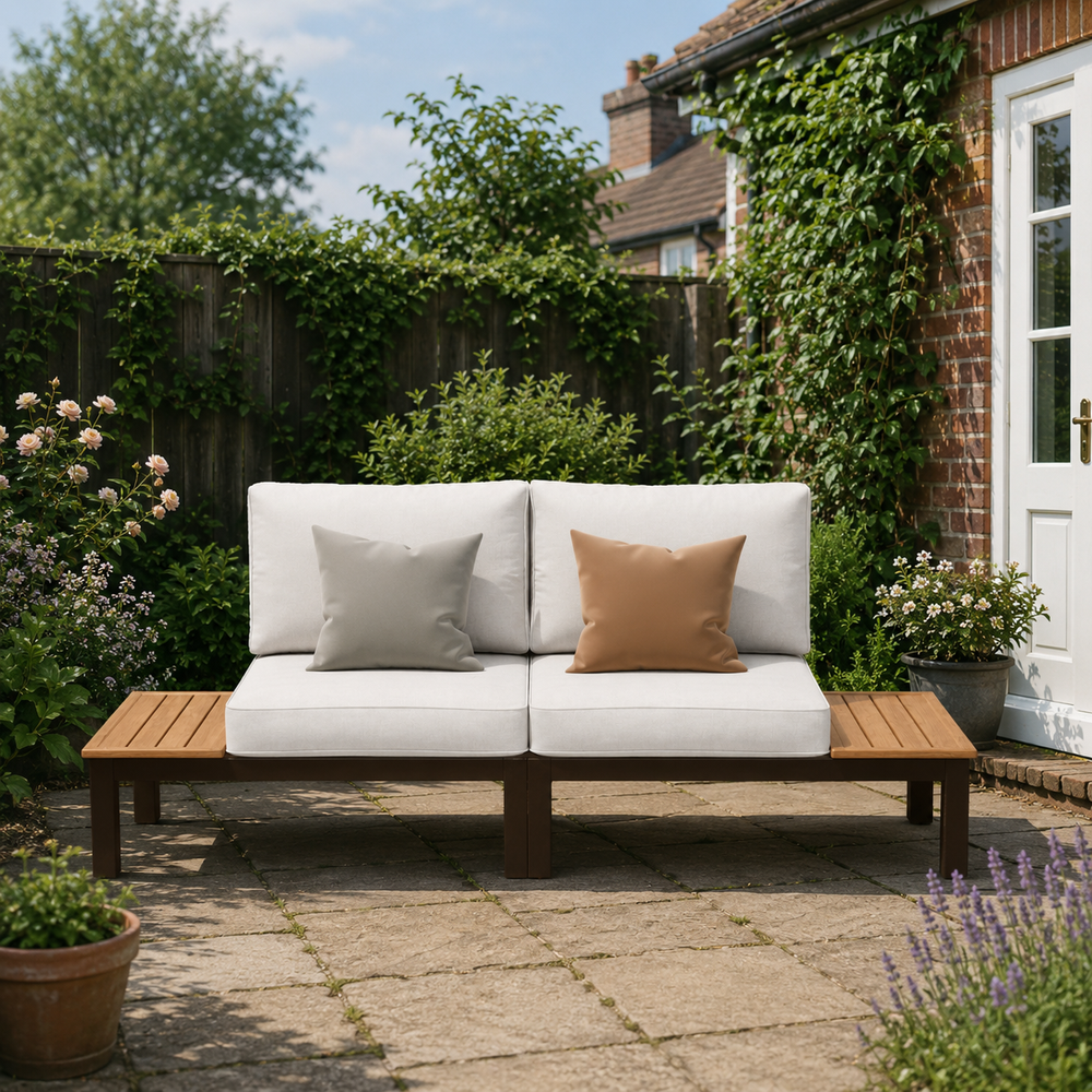 2-Seater Garden Sofa with Built-in Side Table