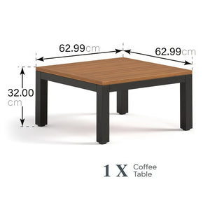 Square Acacia Wood Coffee Table with Metal Frame
