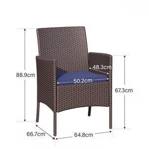 Rattan Steel Cushioned Patio Outdoor Chairs Set of 2