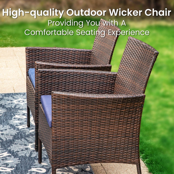Garden Dining Set 6 Seater Teak-Grain Garden Table And Rattan Chairs