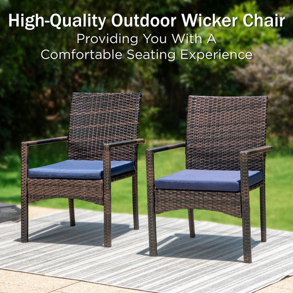 Garden Dining Set 6 Seater Teak-Grain Garden Table And Rattan Chairs
