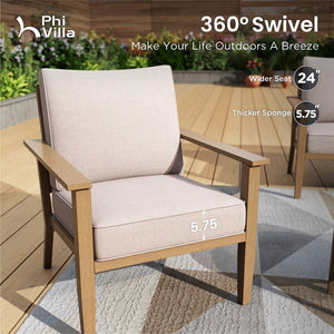 5-Seater Rope Garden Sofa Set with Wood-Effect Frame