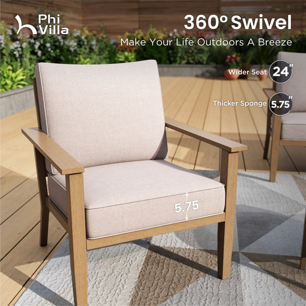 5-Seater Rope Garden Sofa Set with Wood-Effect Frame
