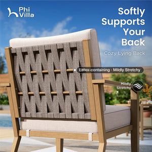 5-Seater Rope Garden Sofa Set with Wood-Effect Frame