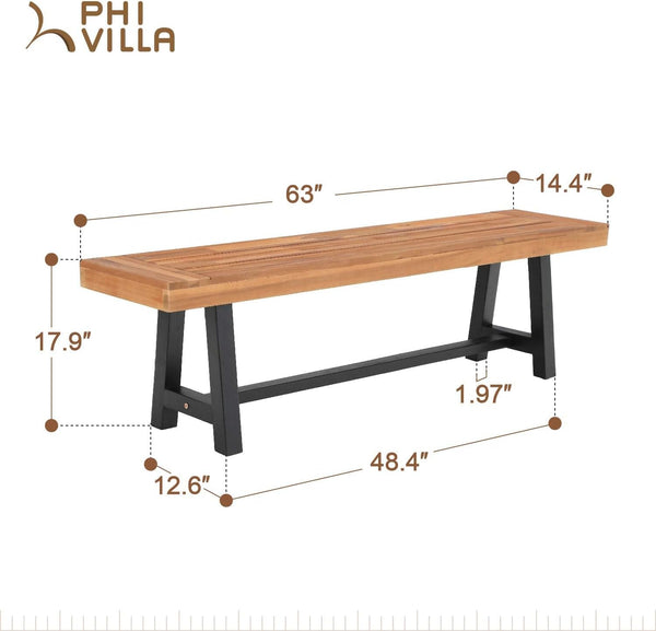 160cm Acacia Wood Garden Bench for Outdoor Patio