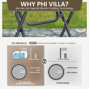 Foldable Small Outdoor Garden Table with Tempered Glass Top
