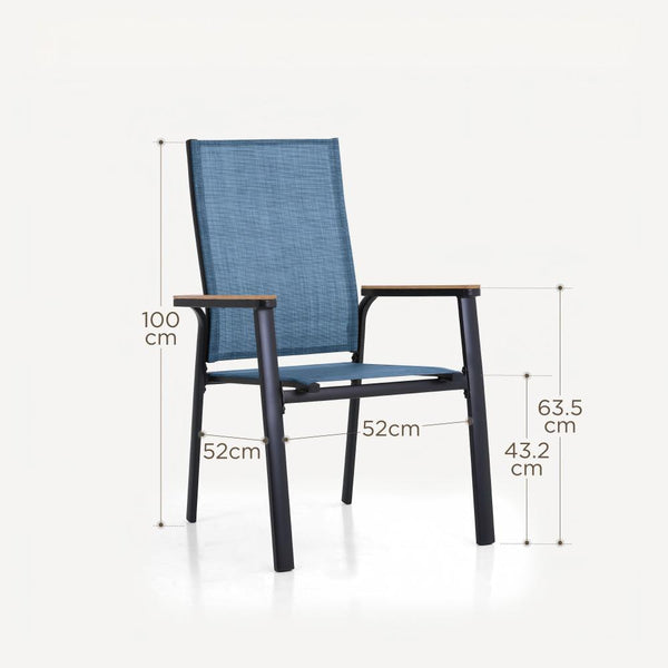 Stackable High Back Outdoor Chairs with Aluminum Frame