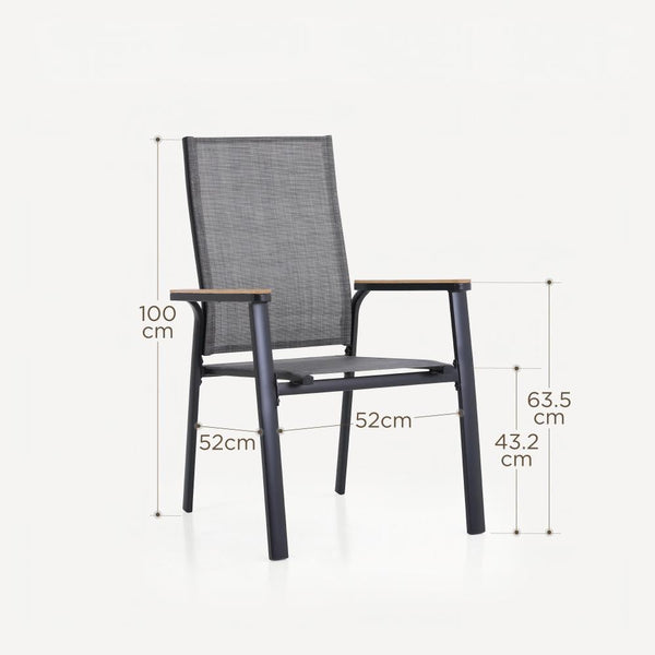 Stackable High Back Outdoor Chairs with Aluminum Frame