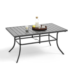 Panel Steel Rectangle Outdoor Dining Table for 6 Chairs