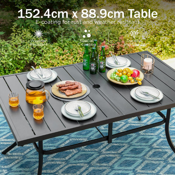 6 Seat Garden Dining Set with Stackable High Back Chairs