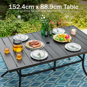 6 Seat Garden Dining Set with Stackable High Back Chairs