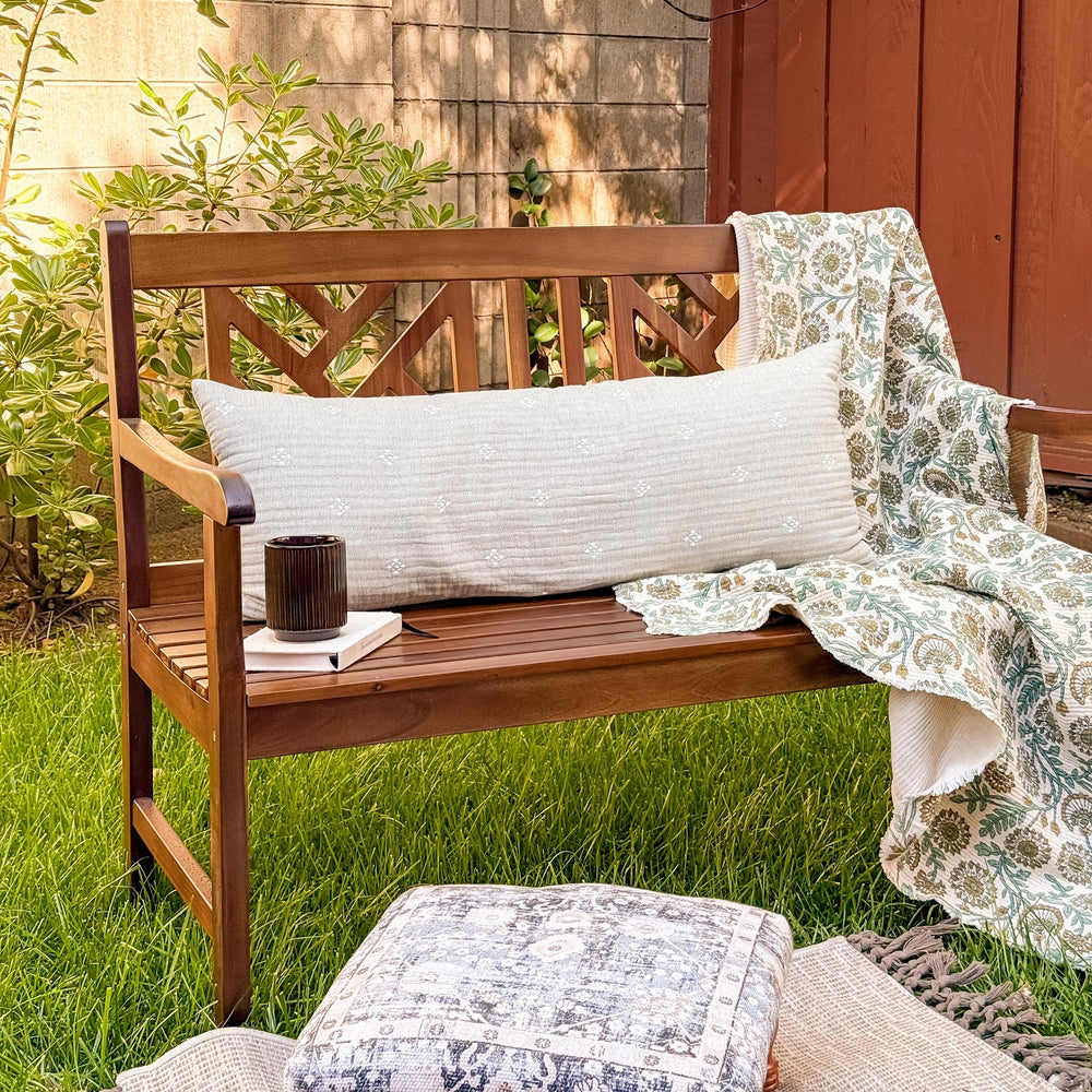 119cm 2 Seat Outdoor Wooden Brown Bench With Curved Wide Armrest