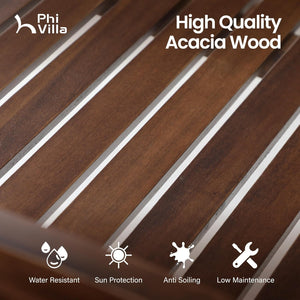 119cm 2 Seat Outdoor Wooden Brown Bench With Curved Wide Armrest